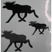 Sticker eland familie set van 3 stuks; 75+105+130 mm. zwart